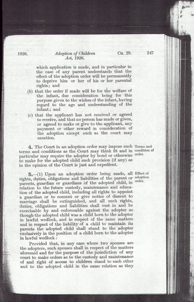 The 1926 Adoption Act - click here for the main Index page