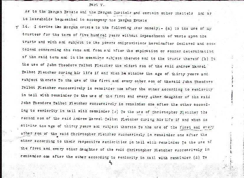 the beginning of Part V of the Emily Charlotte Talbot Trust