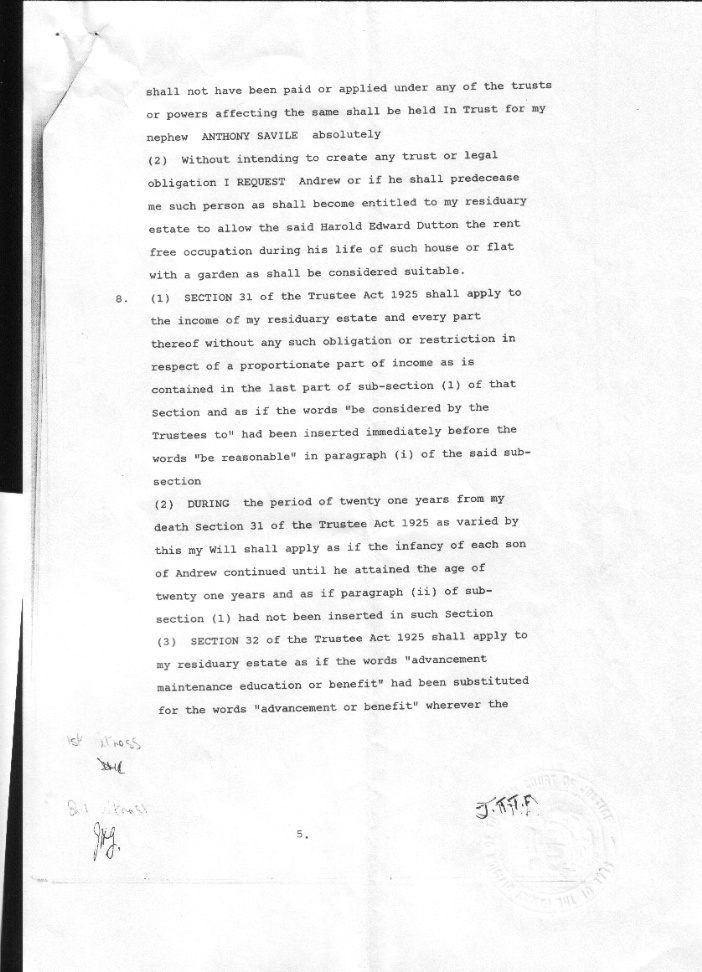 The Will of John Theodore Talbot Fletcher - page 5