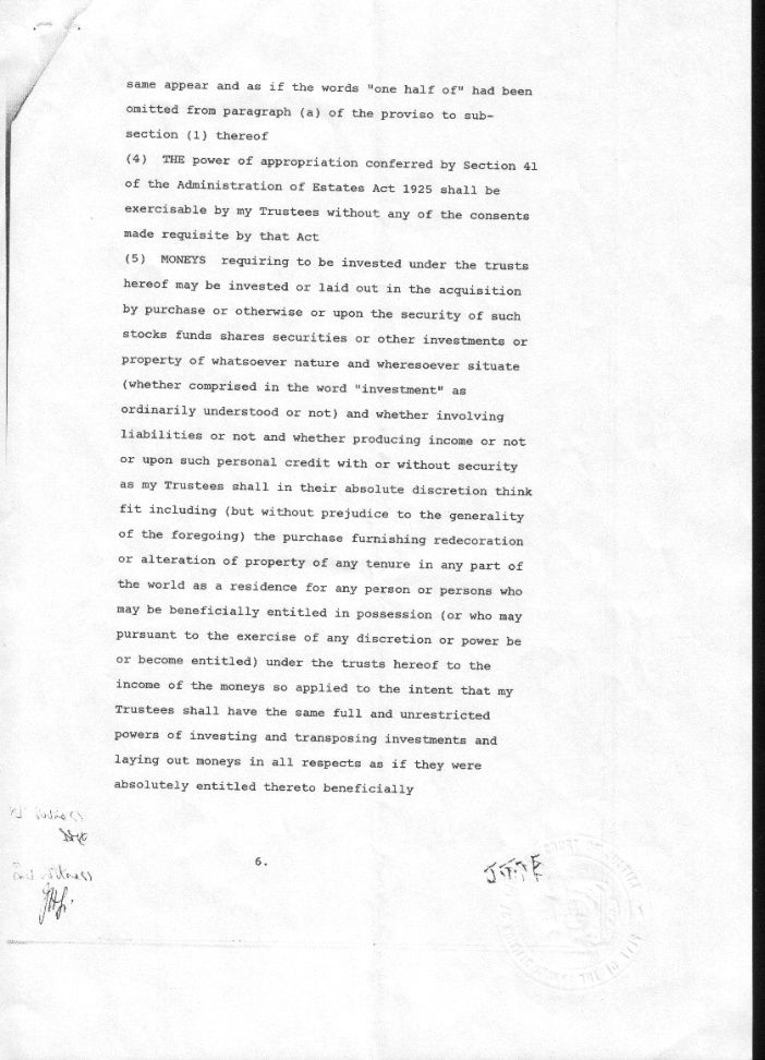 The Will of John Theodore Talbot Fletcher - page 6