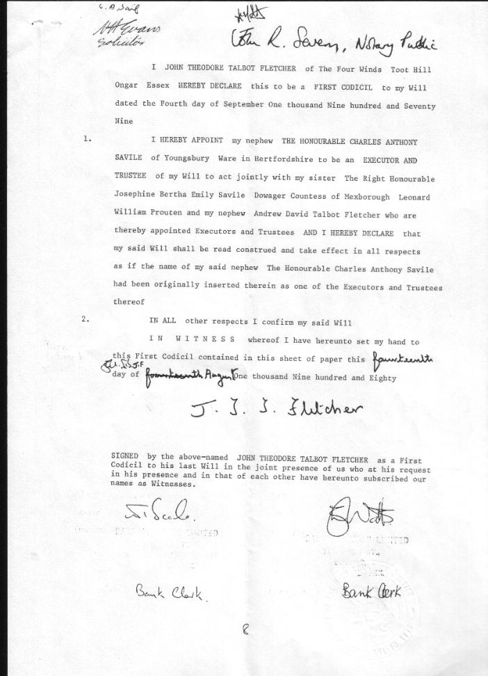 The Will of John Theodore Talbot Fletcher - page 8