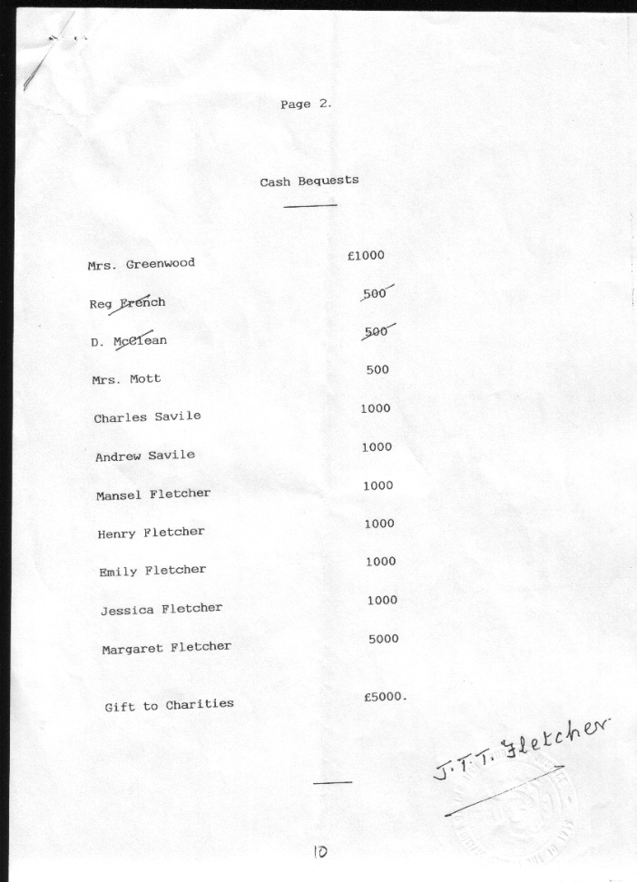 The Will of John Theodore Talbot Fletcher - page 10