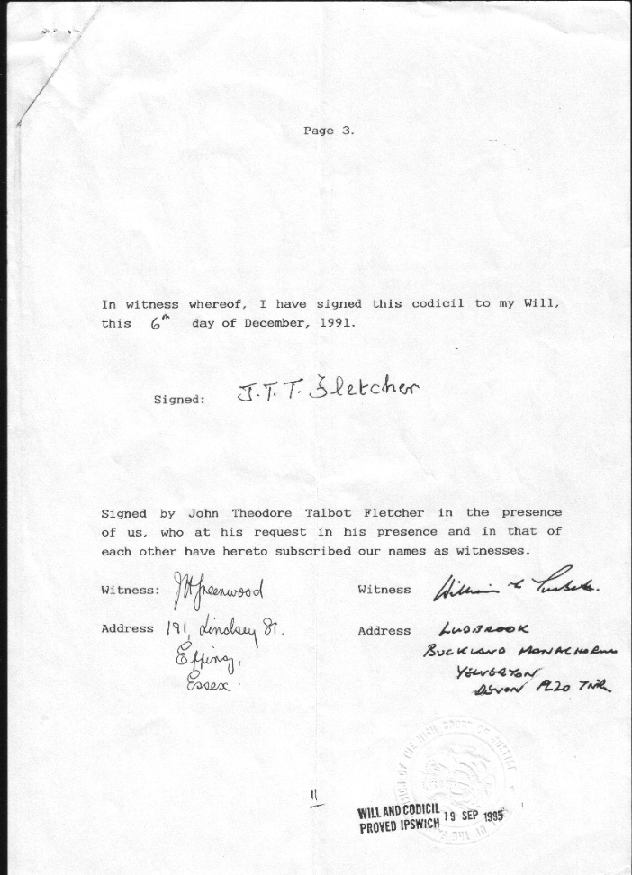 The Will of John Theodore Talbot Fletcher - page 11