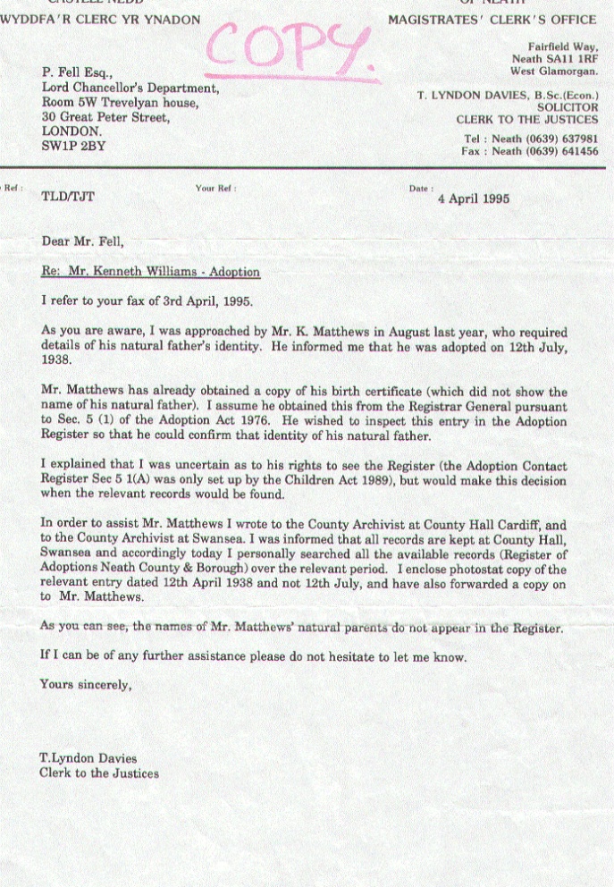 The use of the name 'Ken Williams' - click here for the main Adoption page